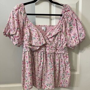 Crown & Ivy Pink Floral Blouse